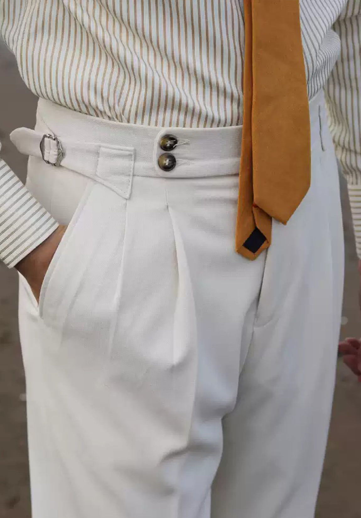 Men's Ivory Formal Trousers £¬ Pocket Detail