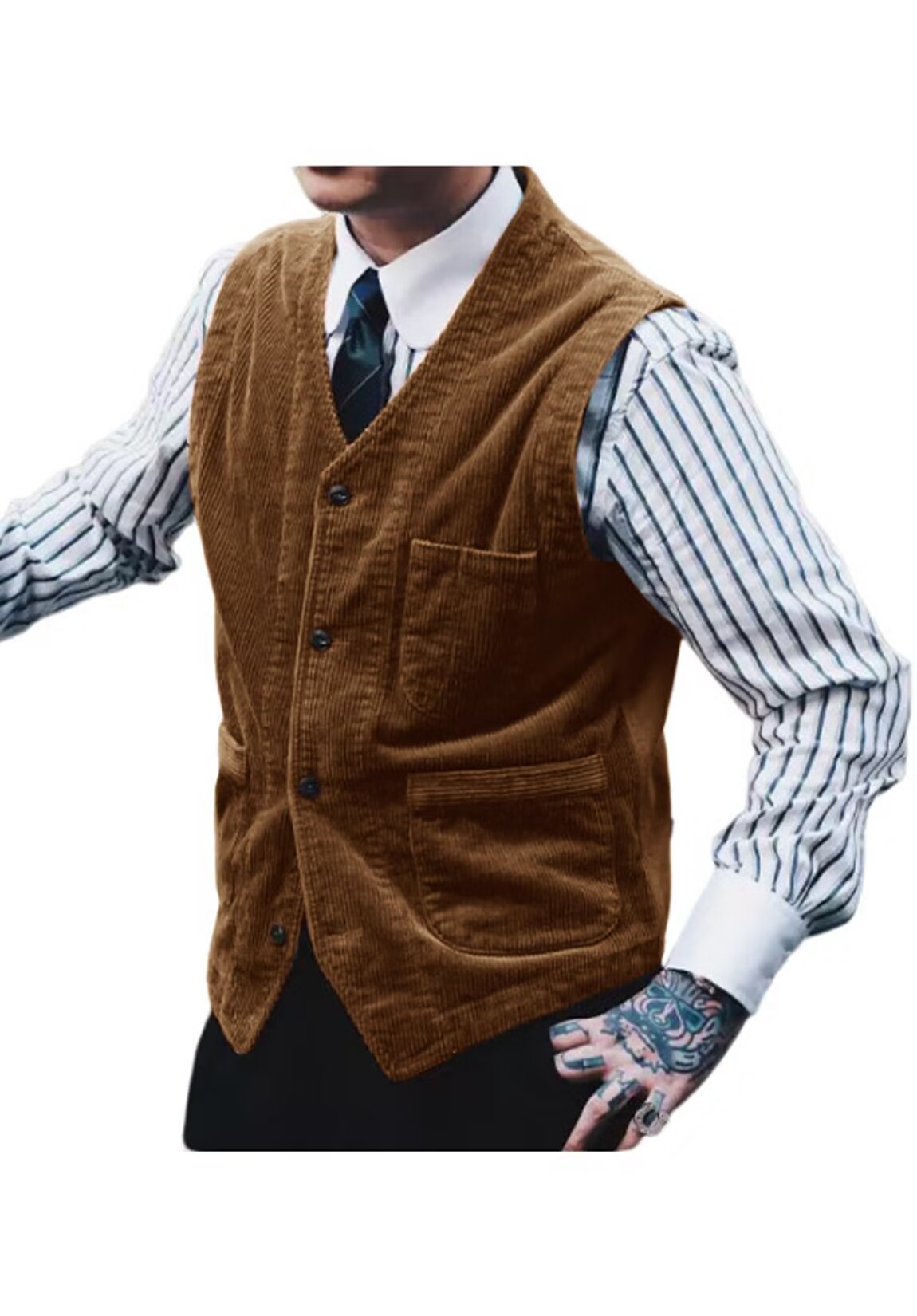 Men's khaki corduroy vest
