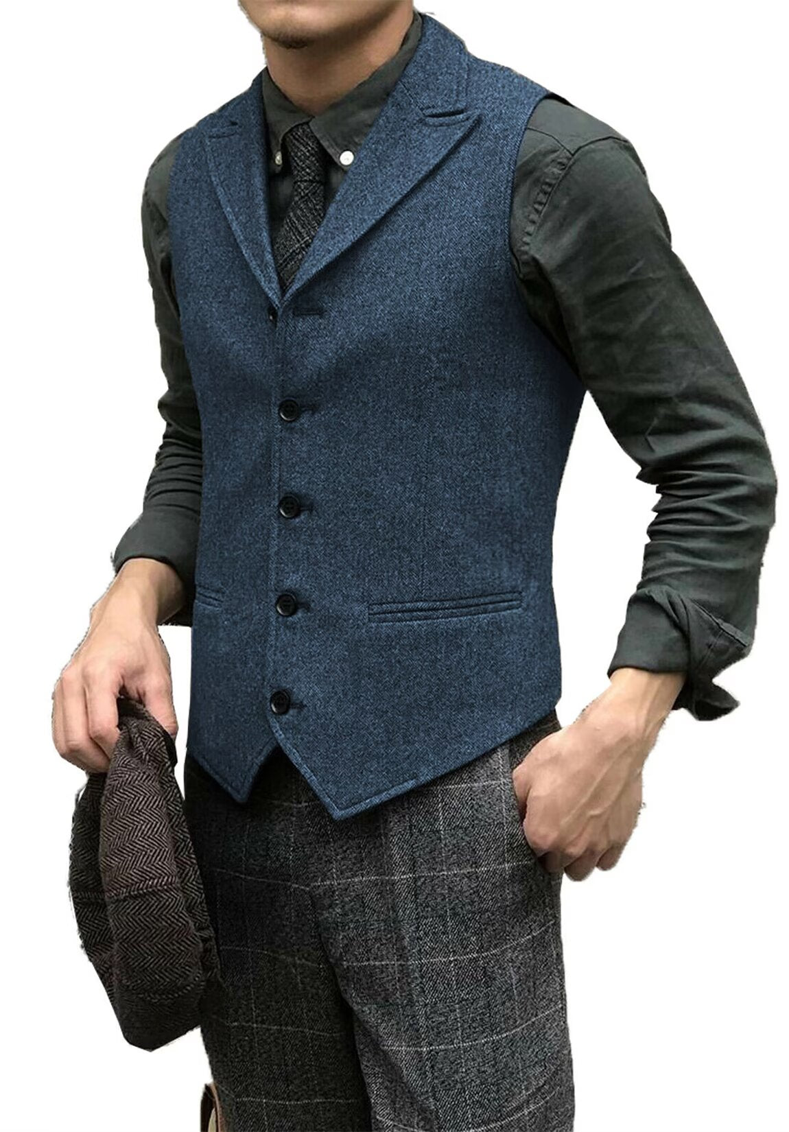 Men's navy tweed vest