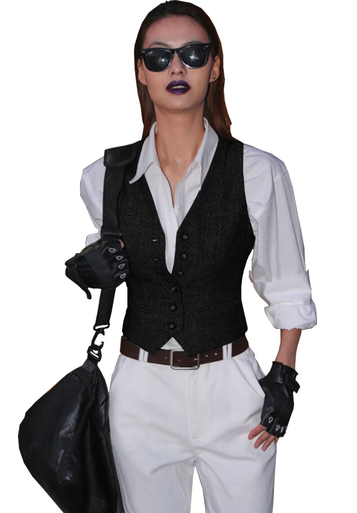 Women's black tweed vest