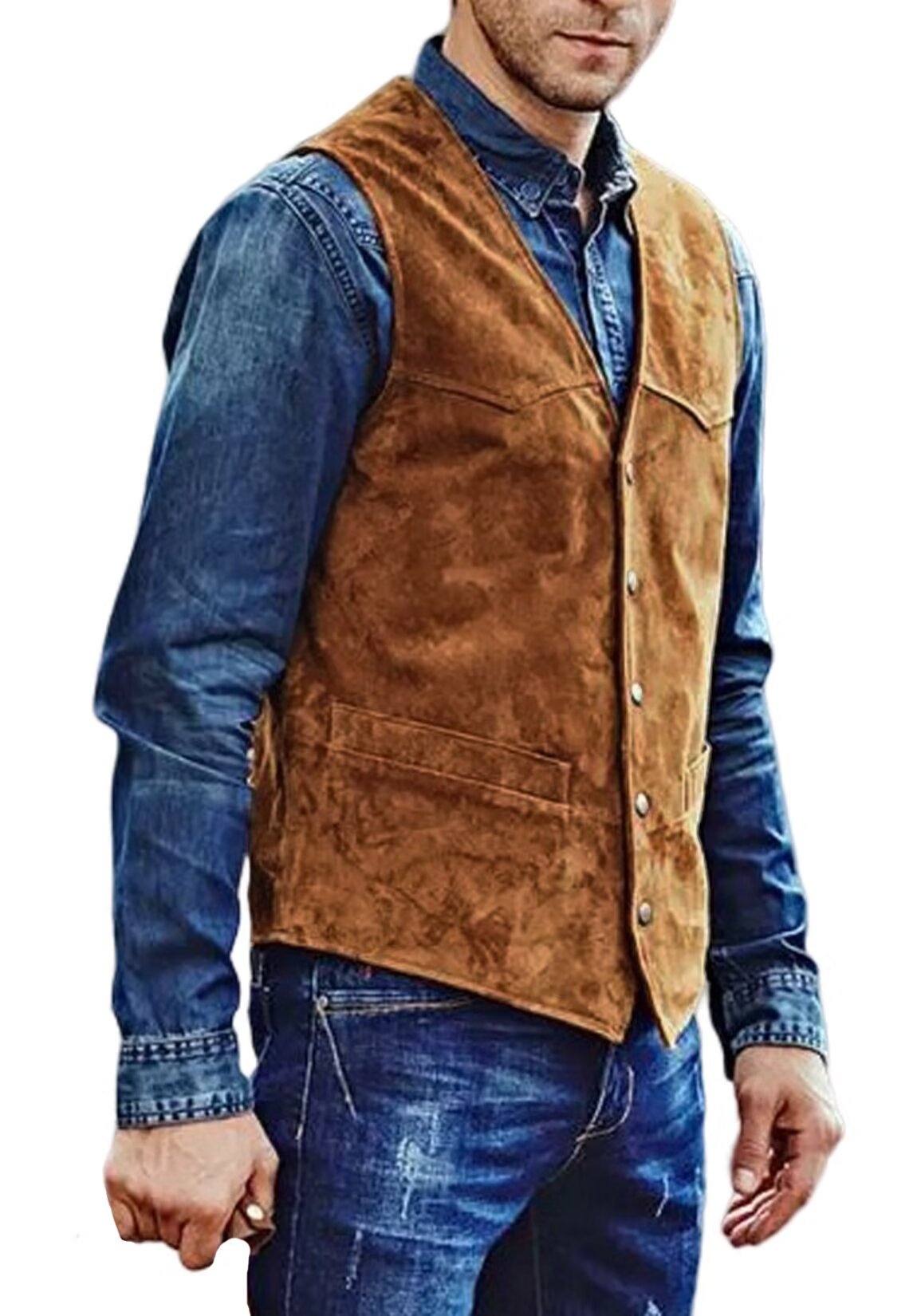 Men's gray suede vest