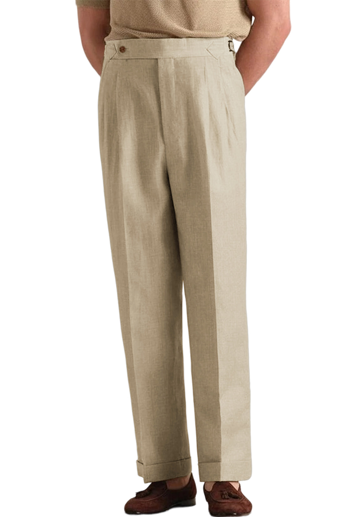 Men Linen Pants Khaki