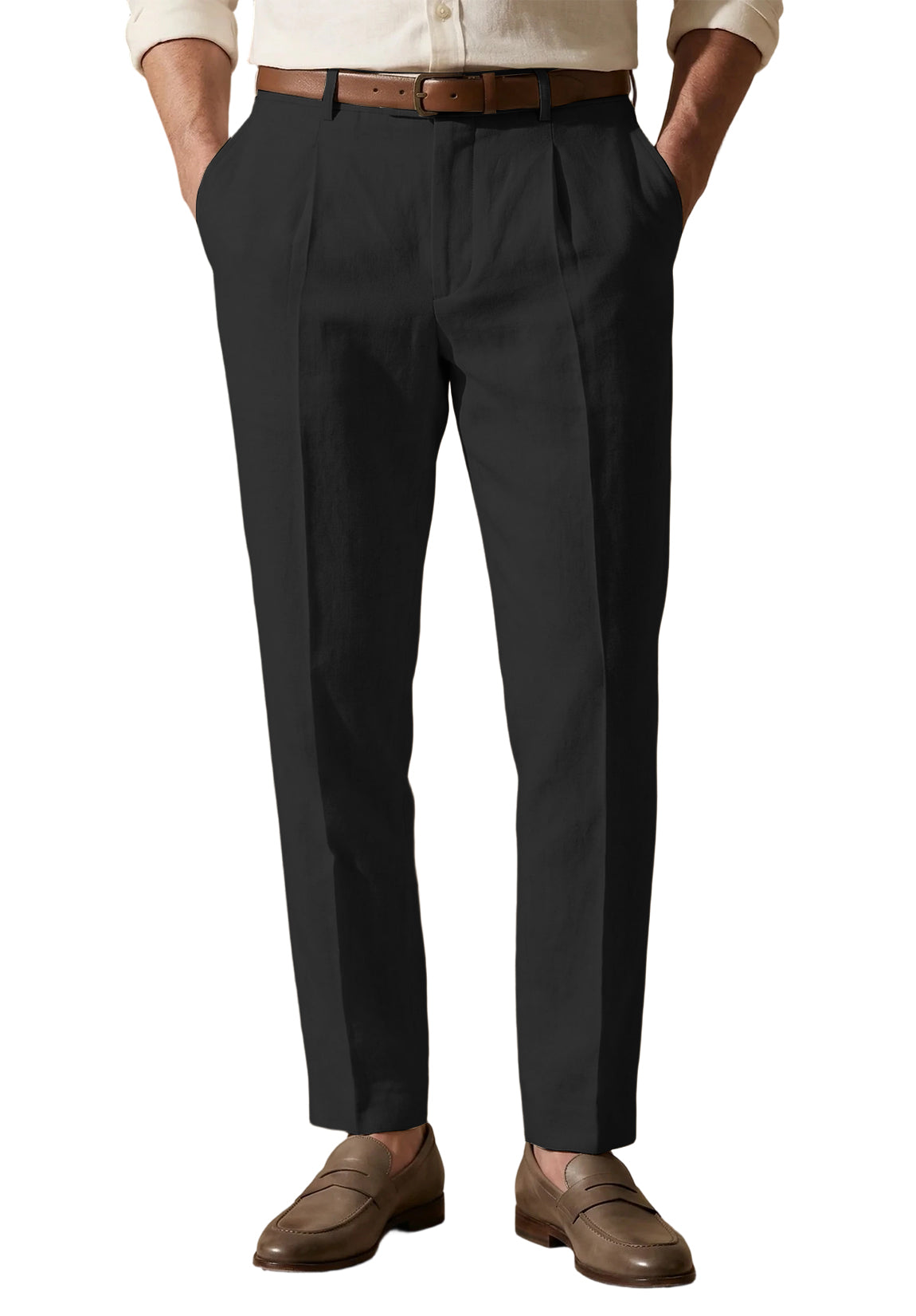 Men Linen Pants Black