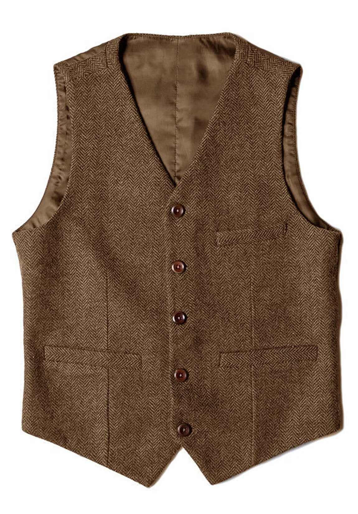 Men's khaki tweed vest