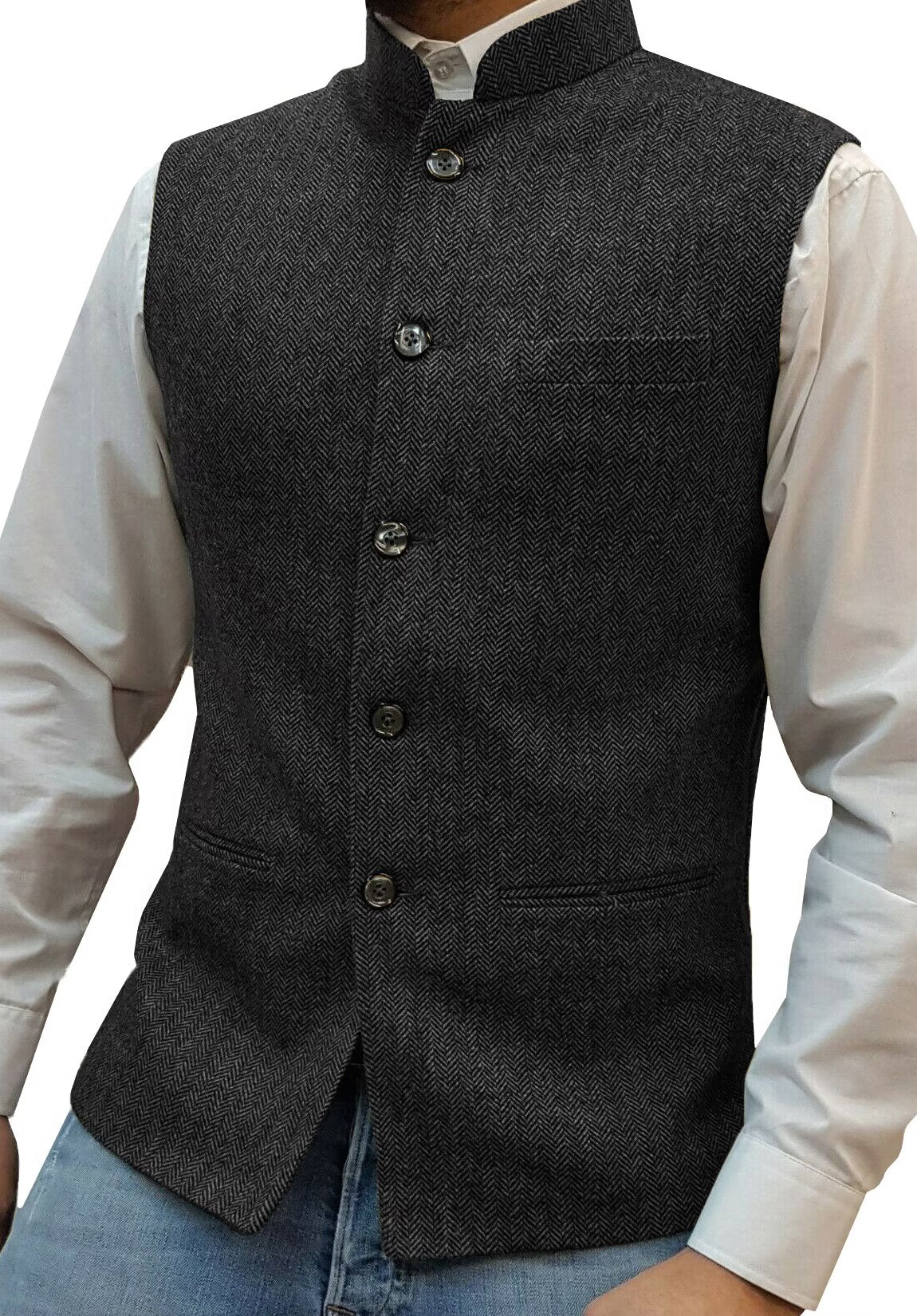 Men's gray tweed vest