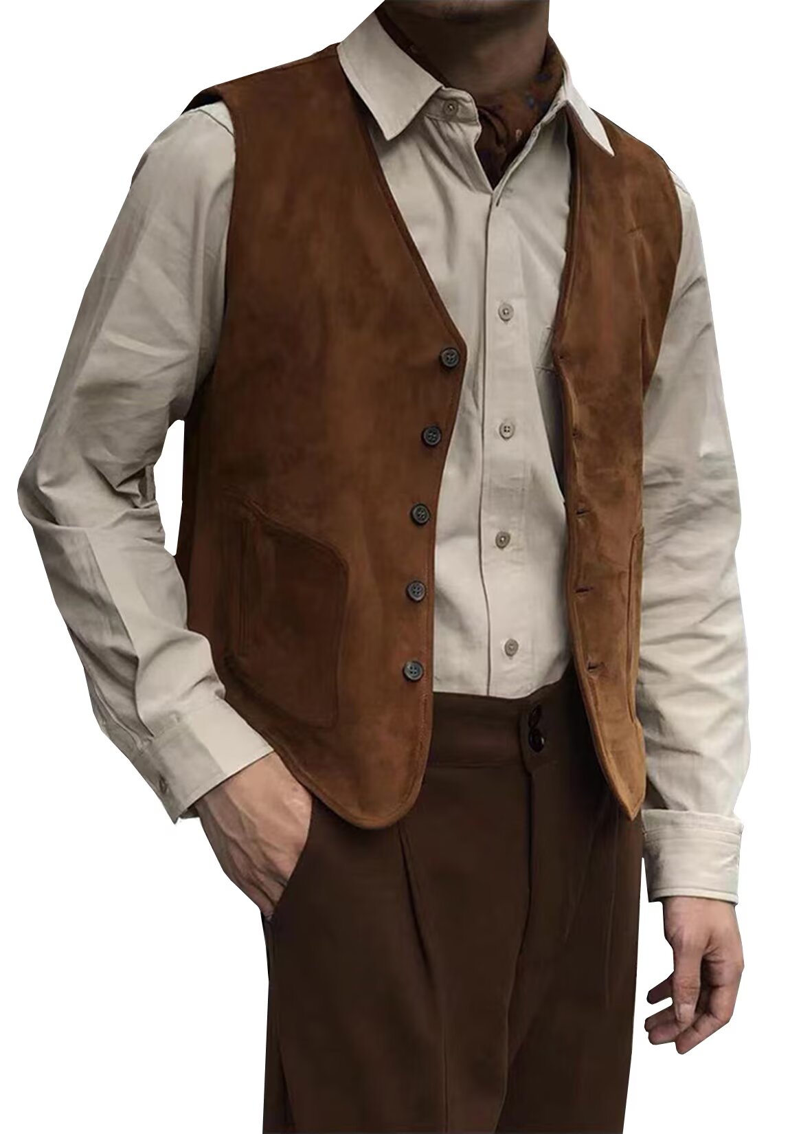 Men's brown suede vest