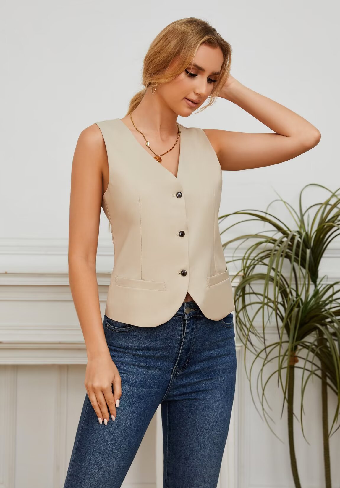 Women's khaki vest