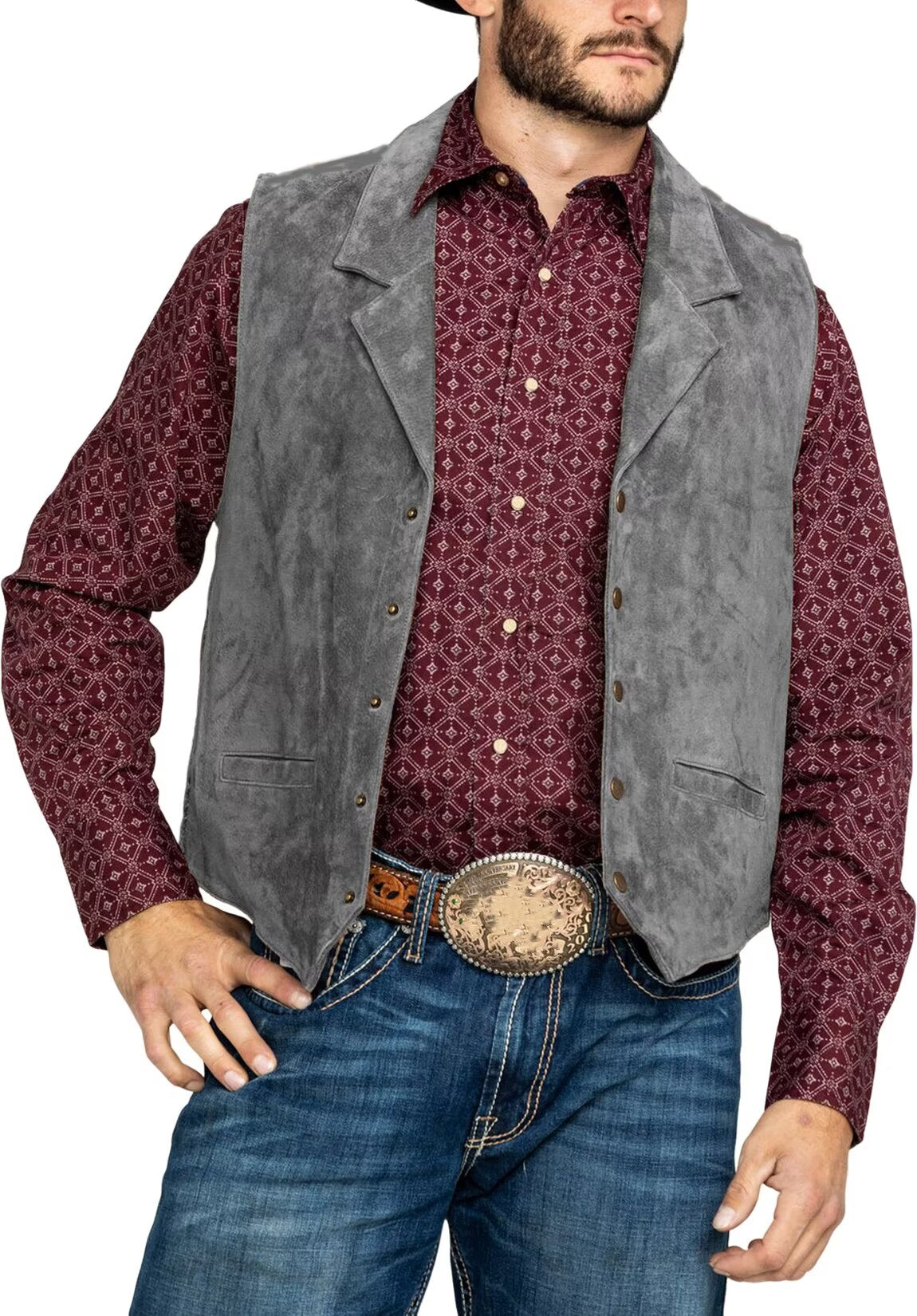 Men's gray suede vest