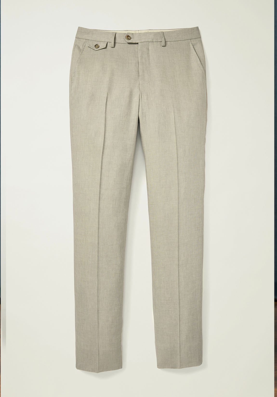 Men's Beige Linen Trousers: Flat Lay View