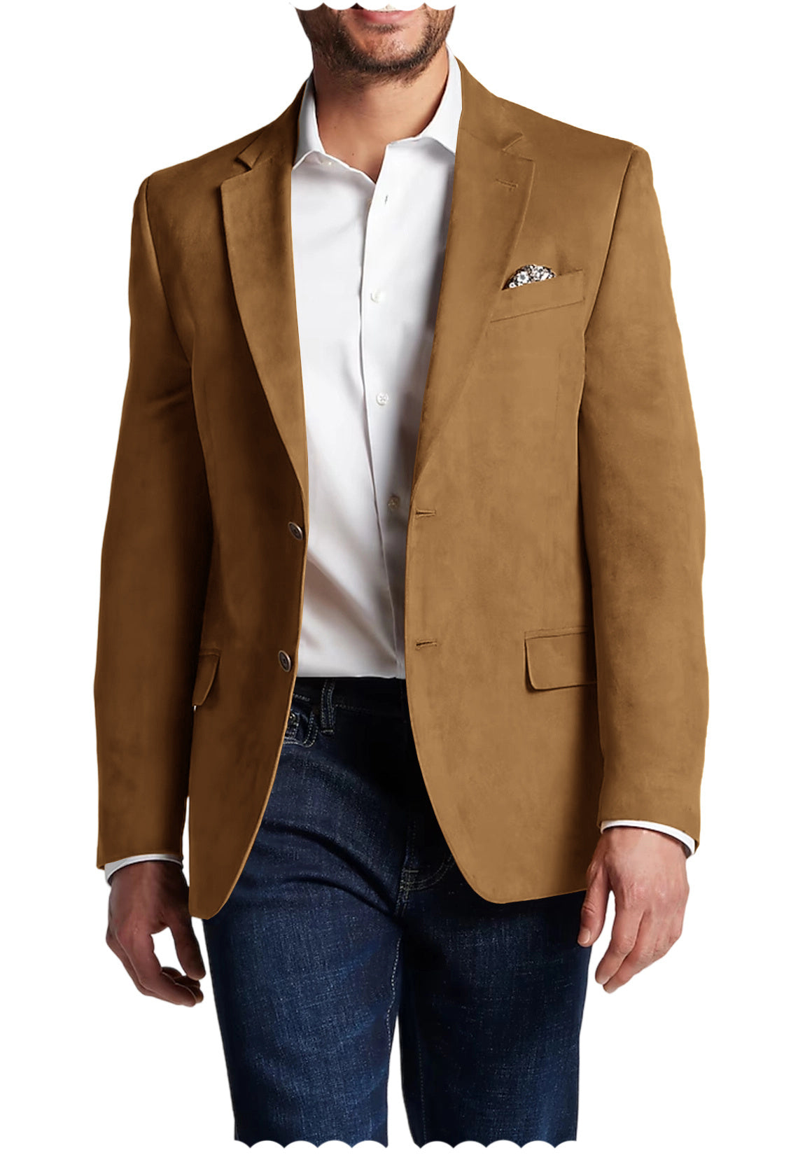 Men's Suede Suit Jacket- Slim Fit Single Breasted Sports Coat