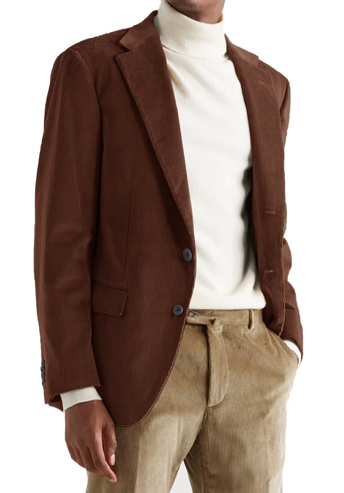 Men's Corduroy Blazer - Vintage Regular Fit 2-Button Suit Jacket for Wedding