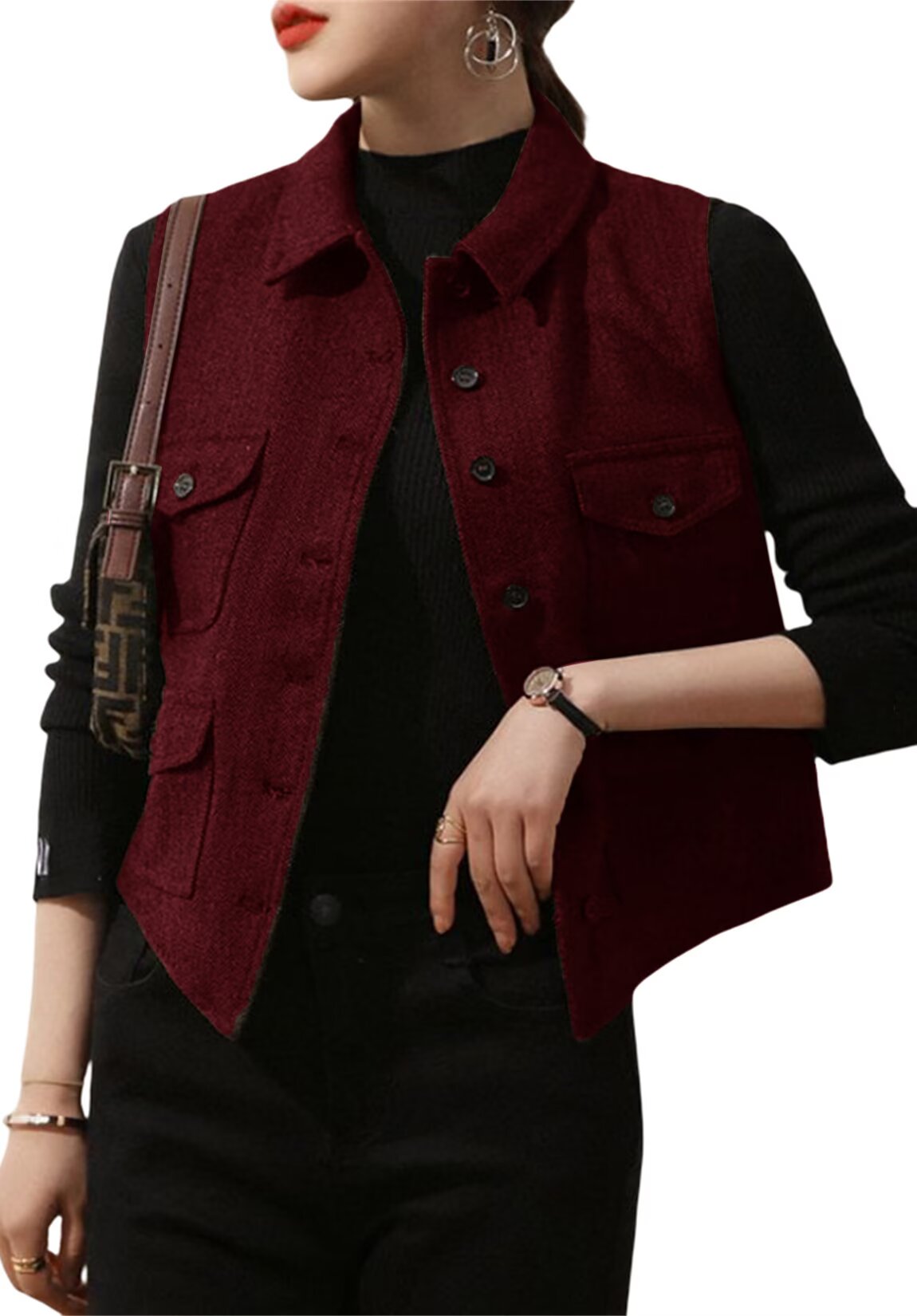 Women's red tweed vest