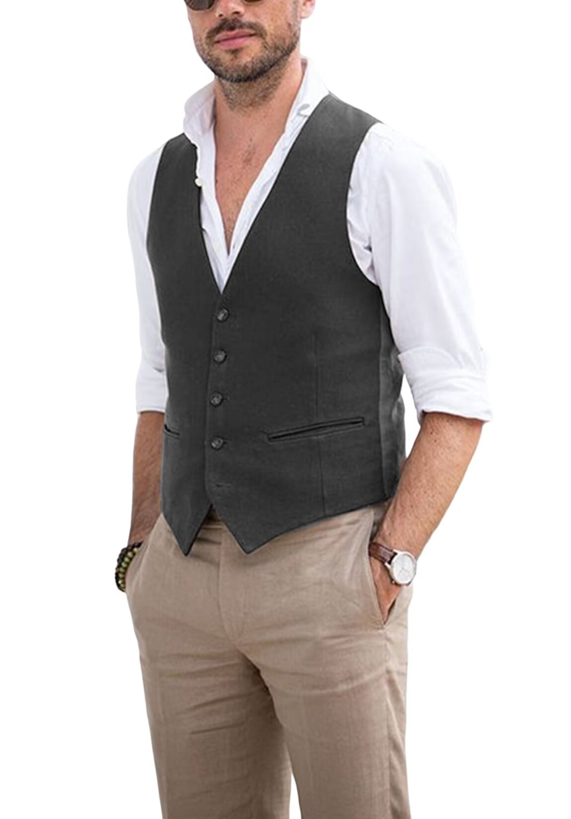 Men's dark gray suede vest