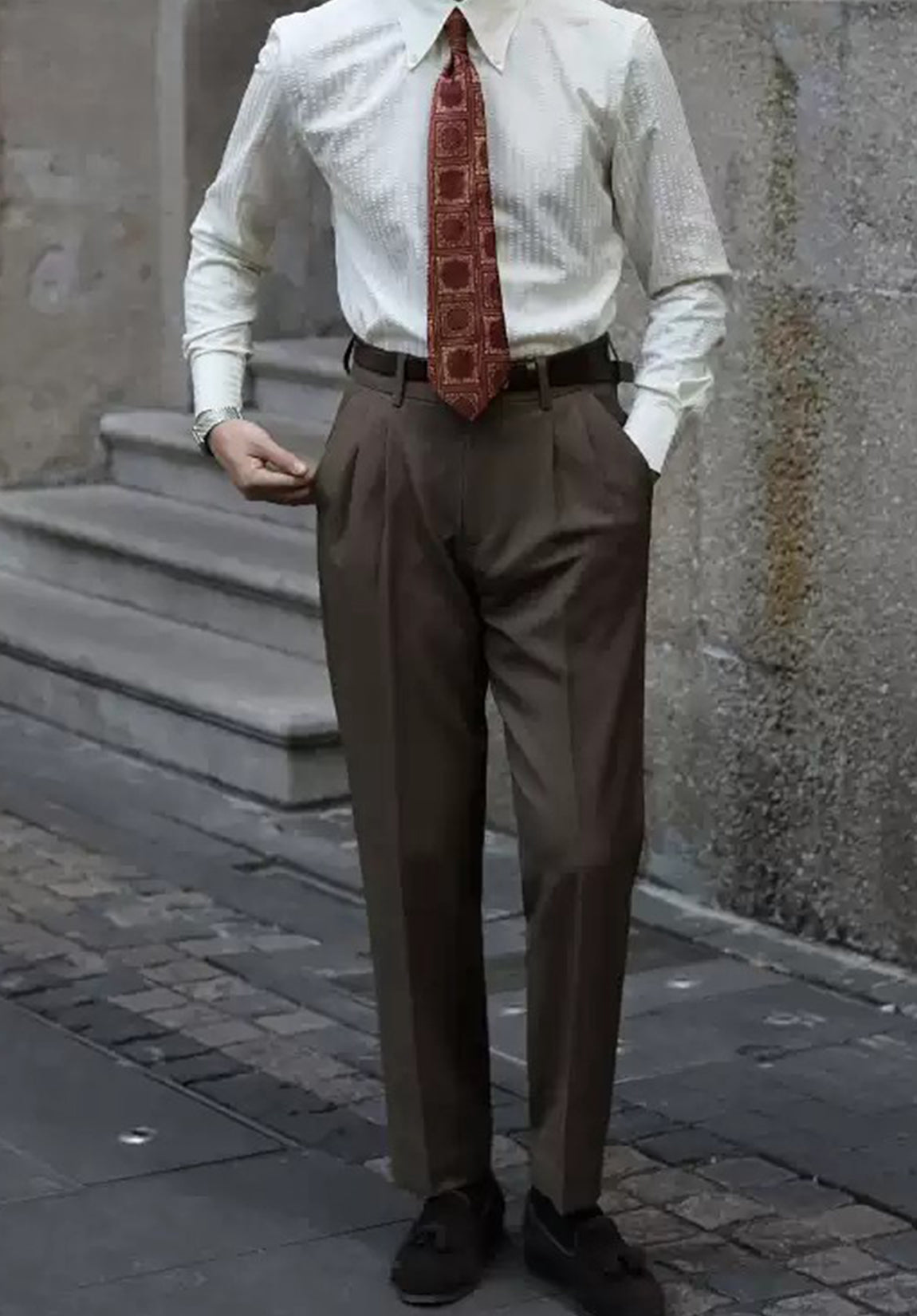 Men's Brown Dress Pants£¬Casual Street Style Outfit