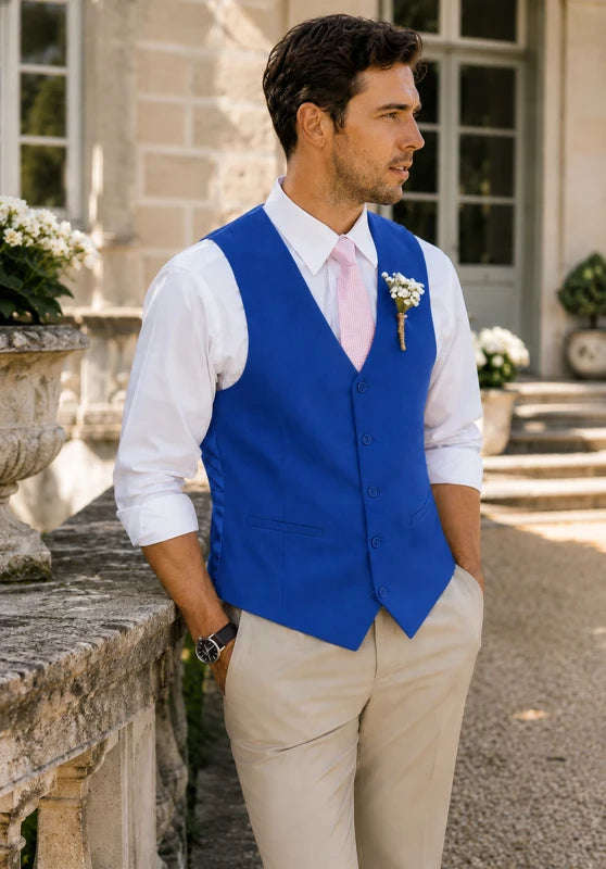 Men's royal blue suit vest
