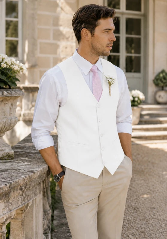 Men's white suit vest