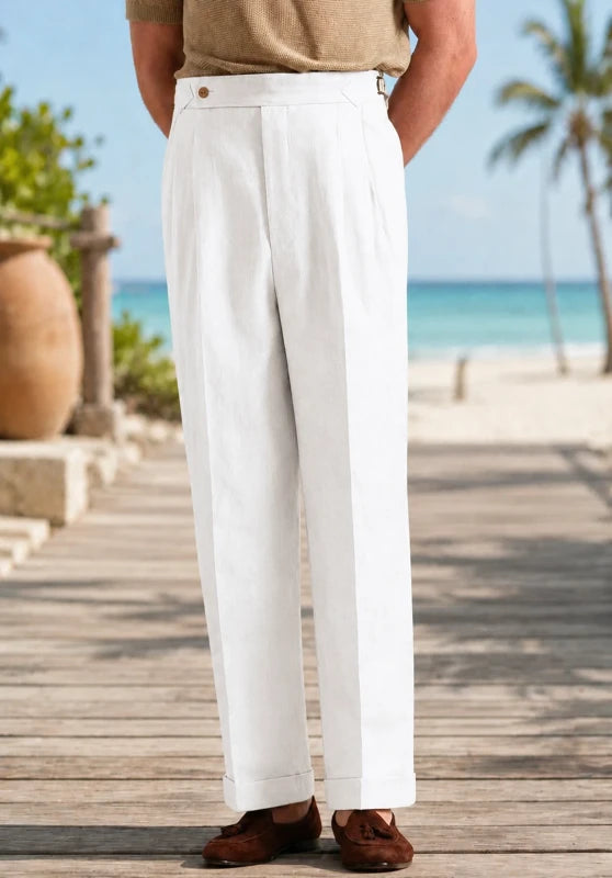 Men white Linen Pants