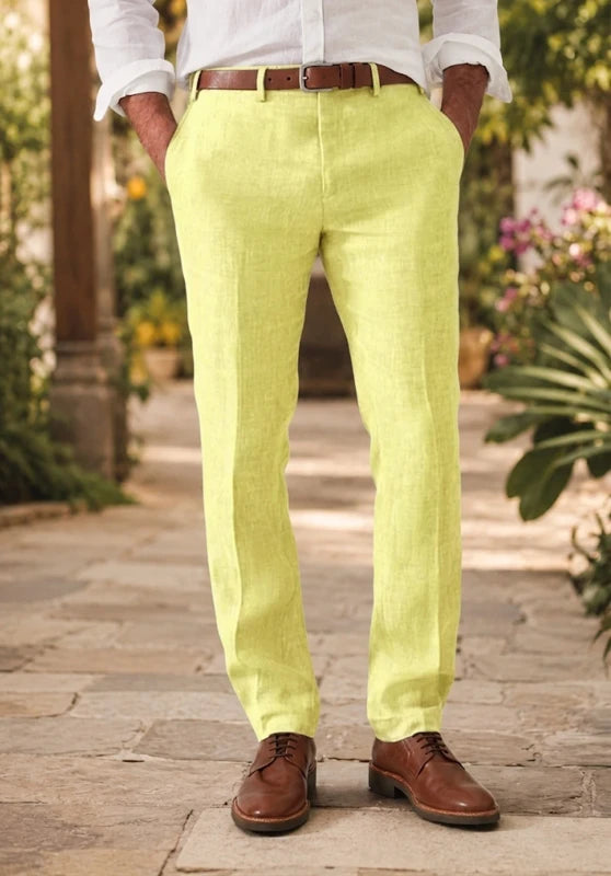 Men's yellow linen pants