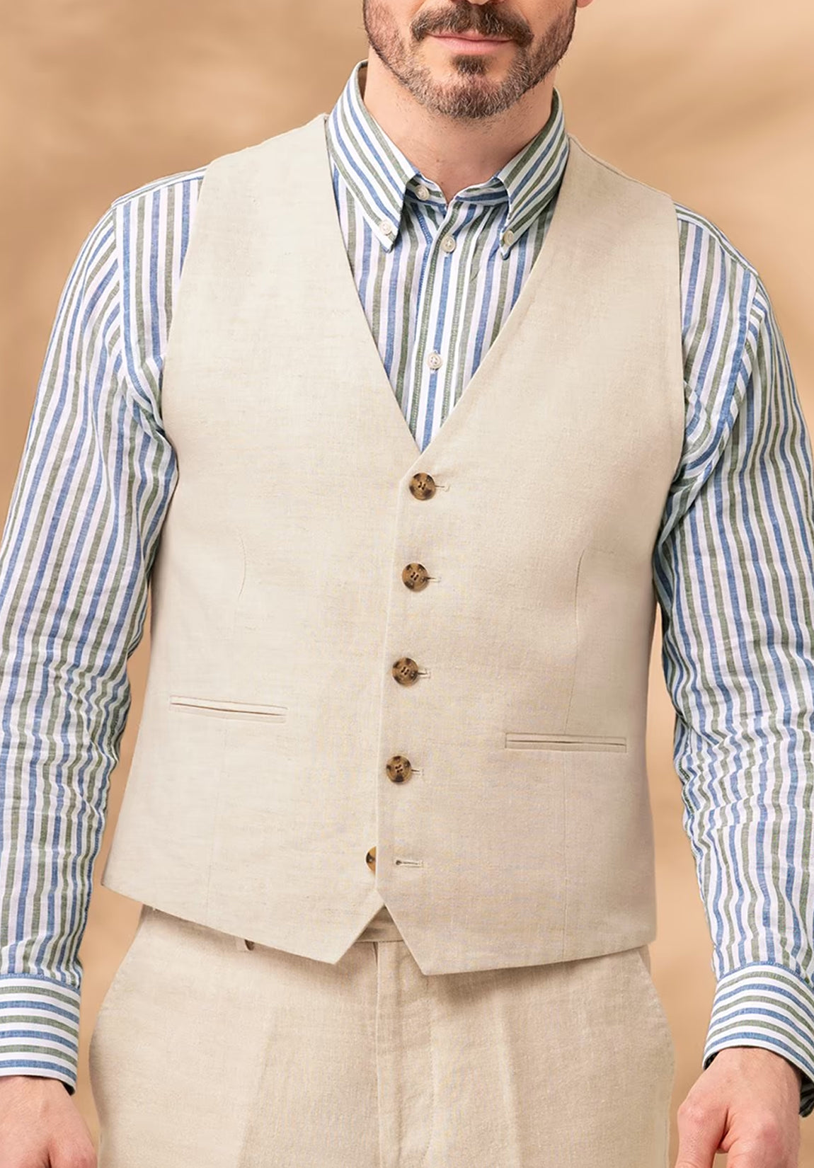men linen vest