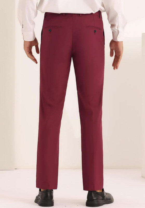 men burgundy dress pants back view formal style