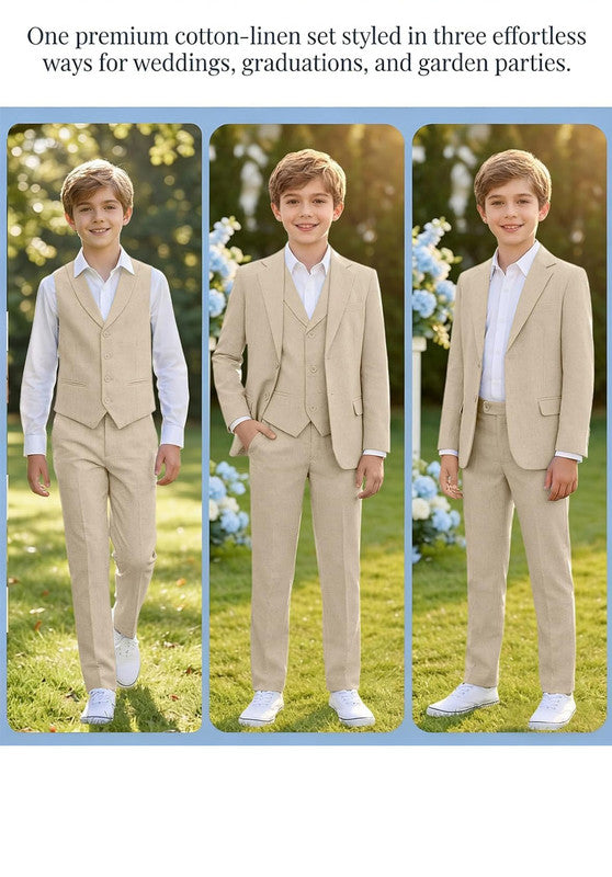 Boys linen 3 piece suit