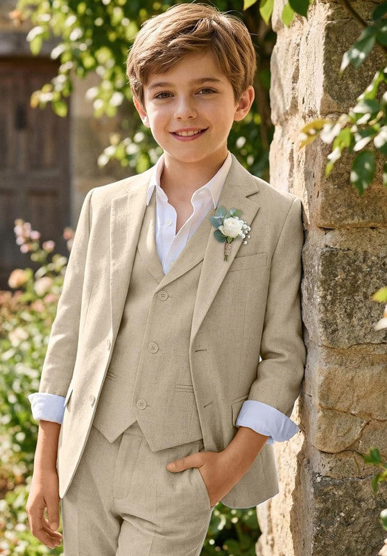 Boys linen 3 piece suit
