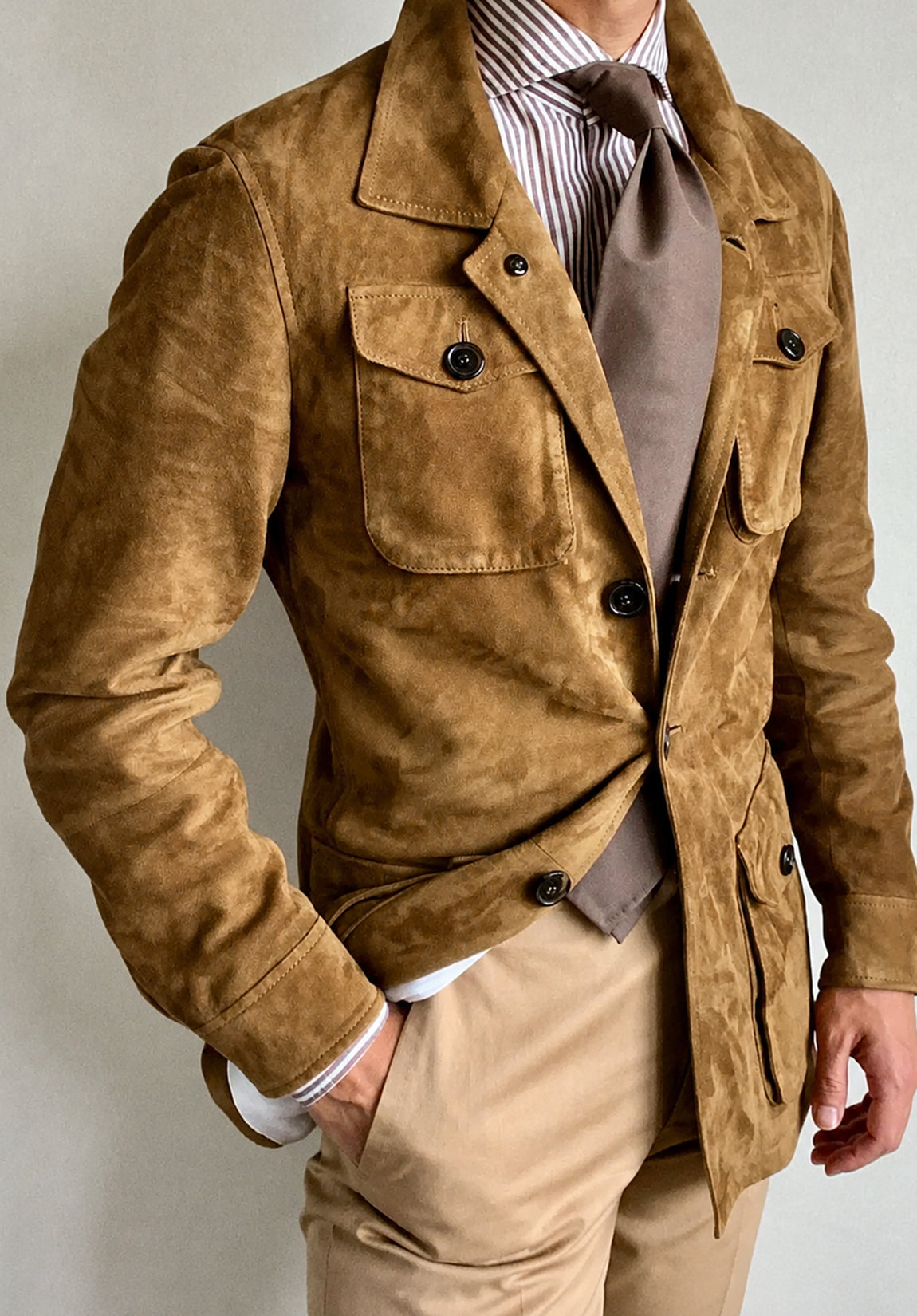 Men's khaki suede jacket