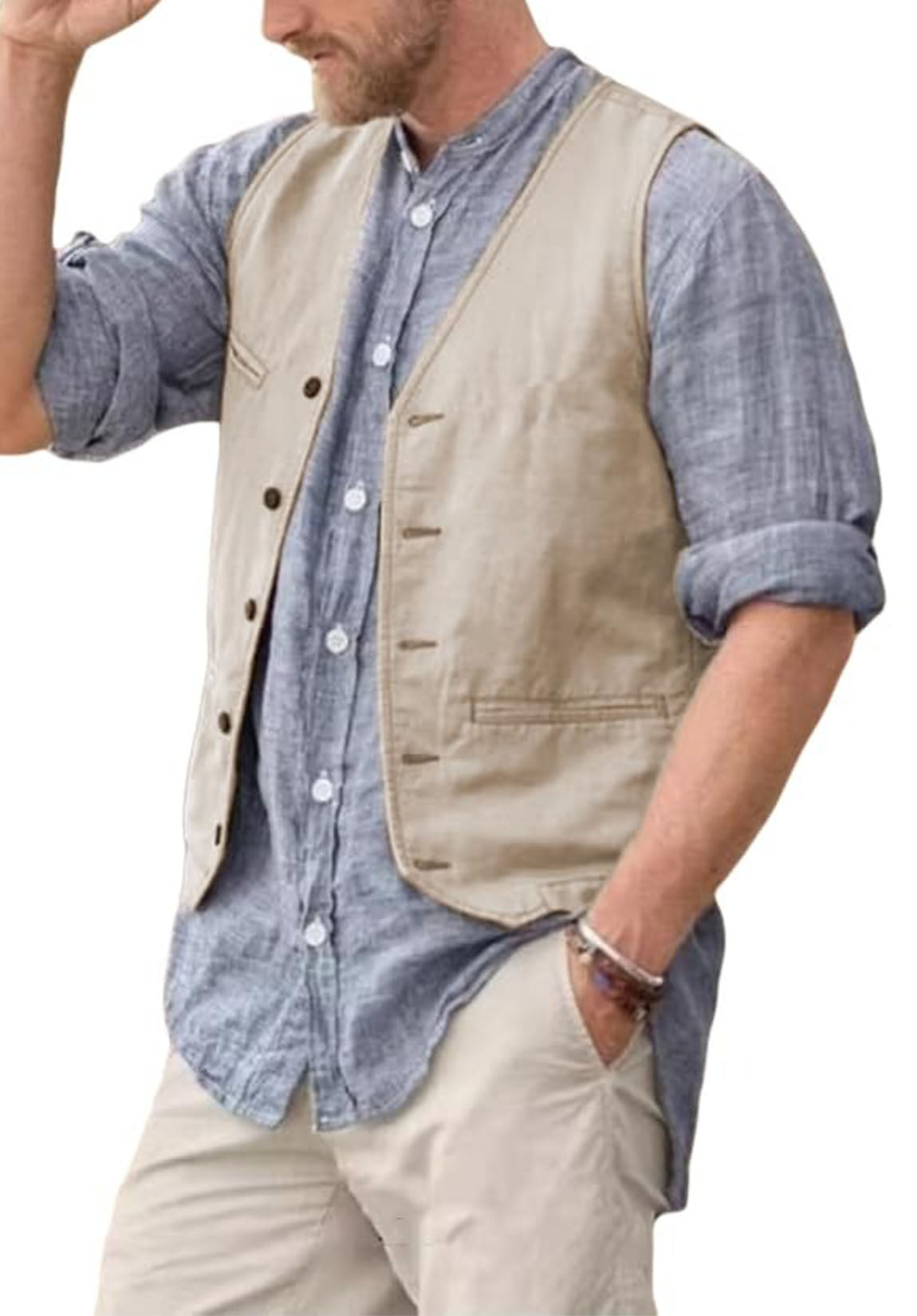 Men's suit vest  Khaki