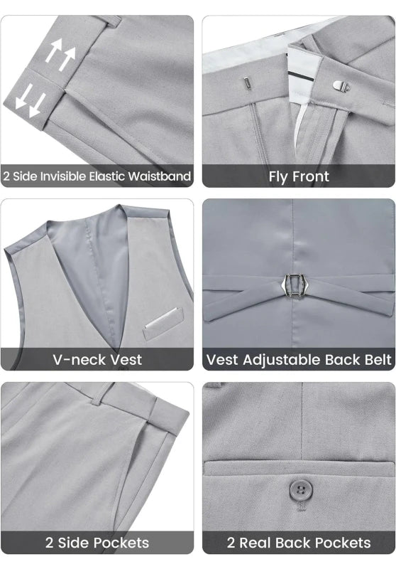 Elegant Silver Grey Men's Wedding Suit Elegant Groom Wear