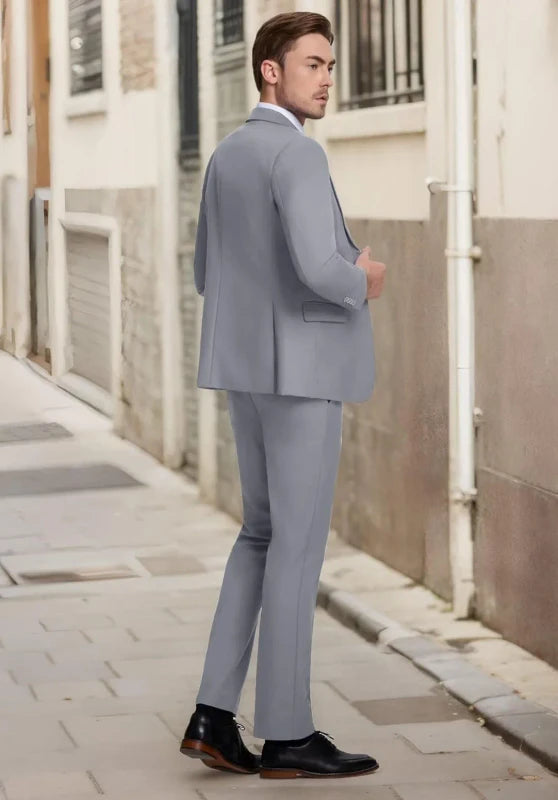 Slim Fit Light Grey Men's Suit Jacket Tailoring Street Style