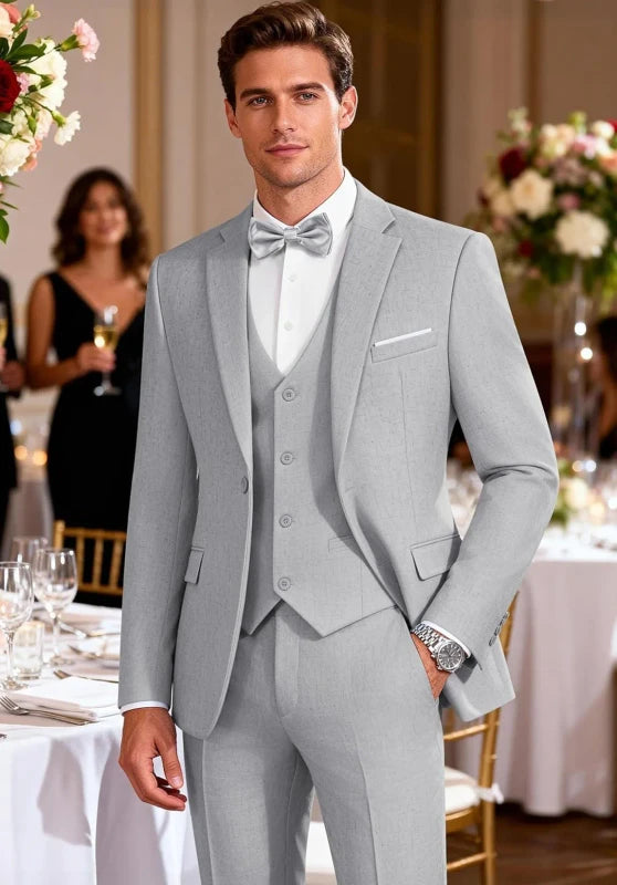 Grey Men's Suit Vest and Dress Trousers Set