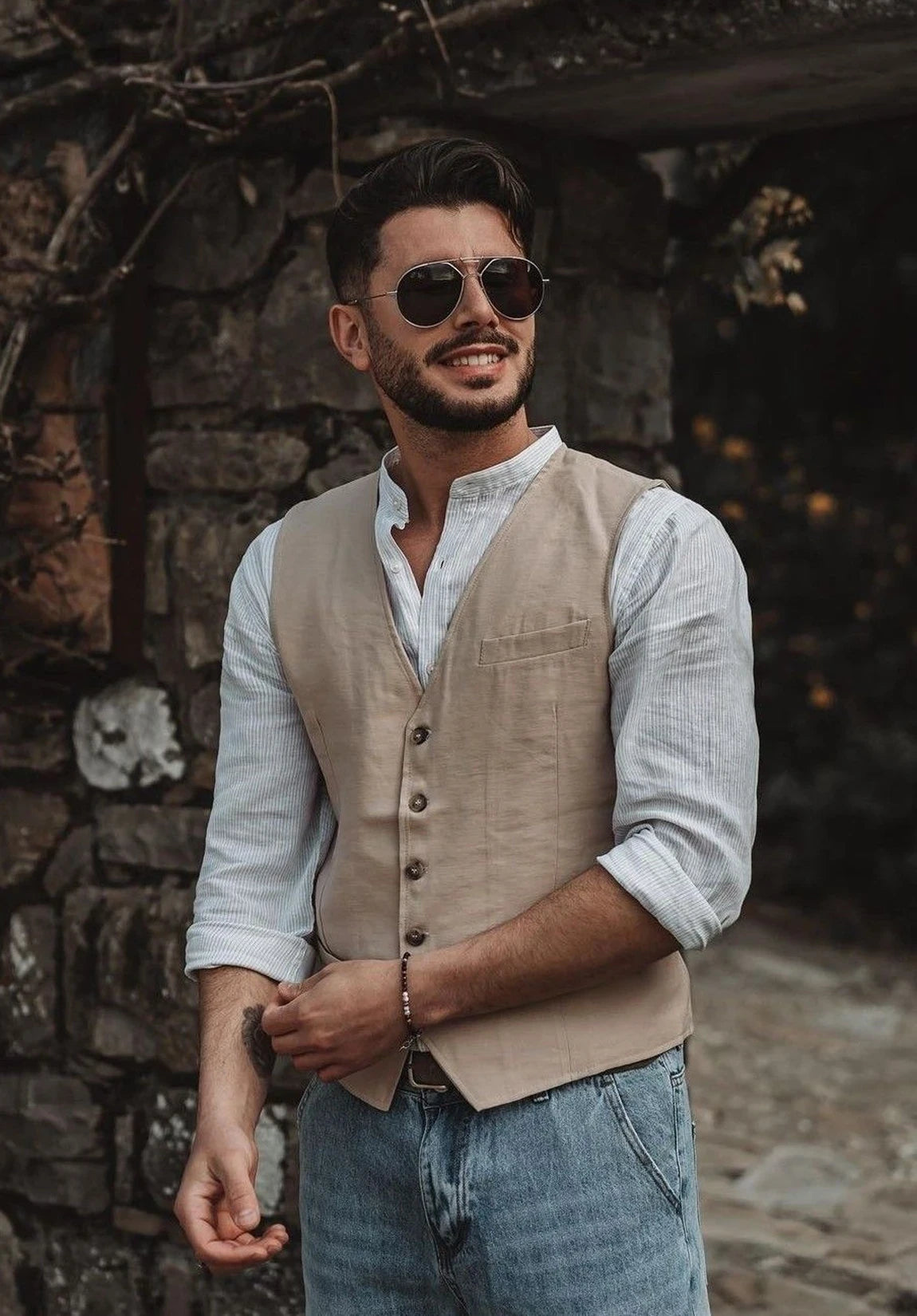 Men's Linen Vest