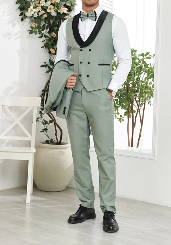 Navy Blue Men's Slim Fit 3 Piece Suit Street Styling