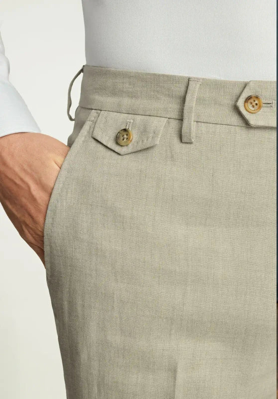 Men's Beige Linen Trousers: Pocket Details