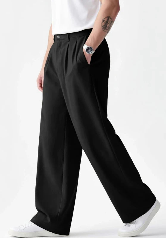 men black dress pants side view slim fit