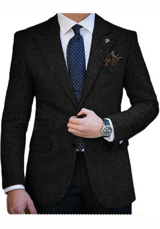 men's tweed blazer in black 