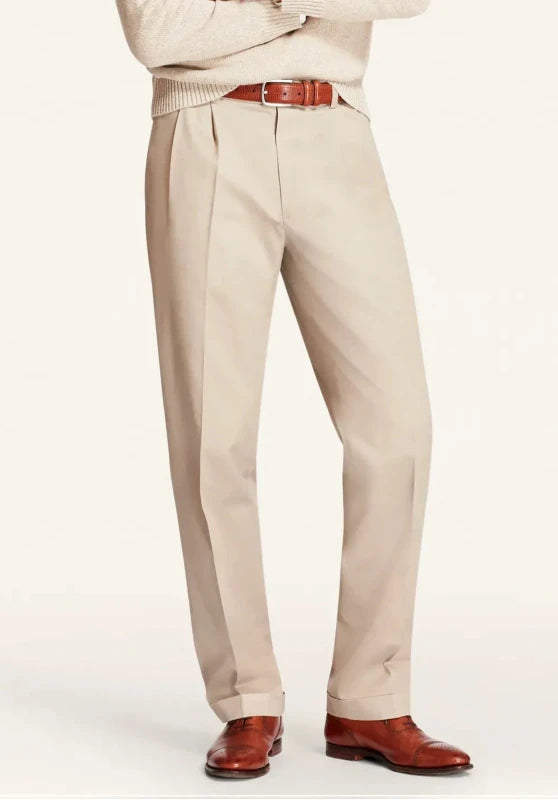 men khaki dress pants side view slim fit