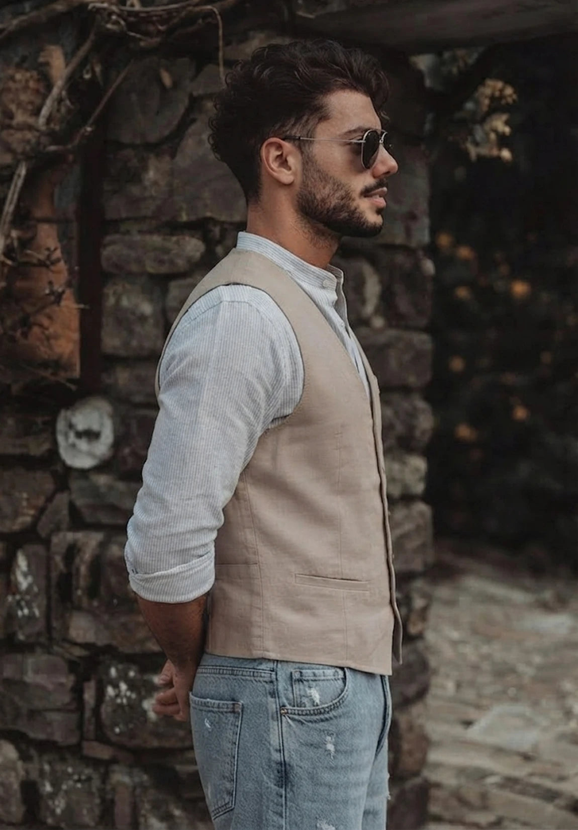 Men's Linen Vest