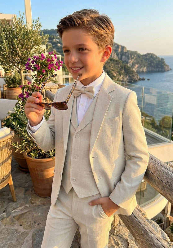 Boys linen 3 piece suit