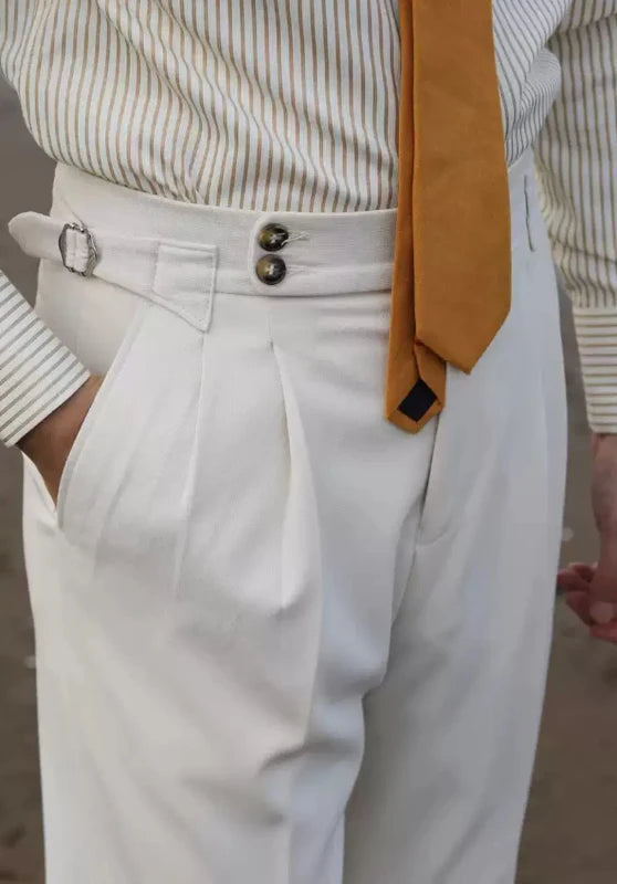 Men's Ivory Formal Trousers ¡ê? Pocket Detail