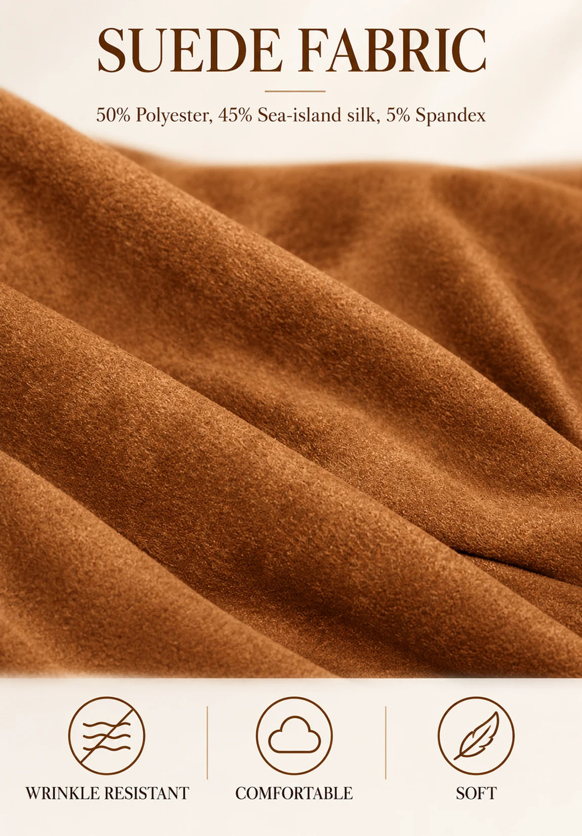 Men's Suit Blazer Camel Suede Fabric Detail Close-Up