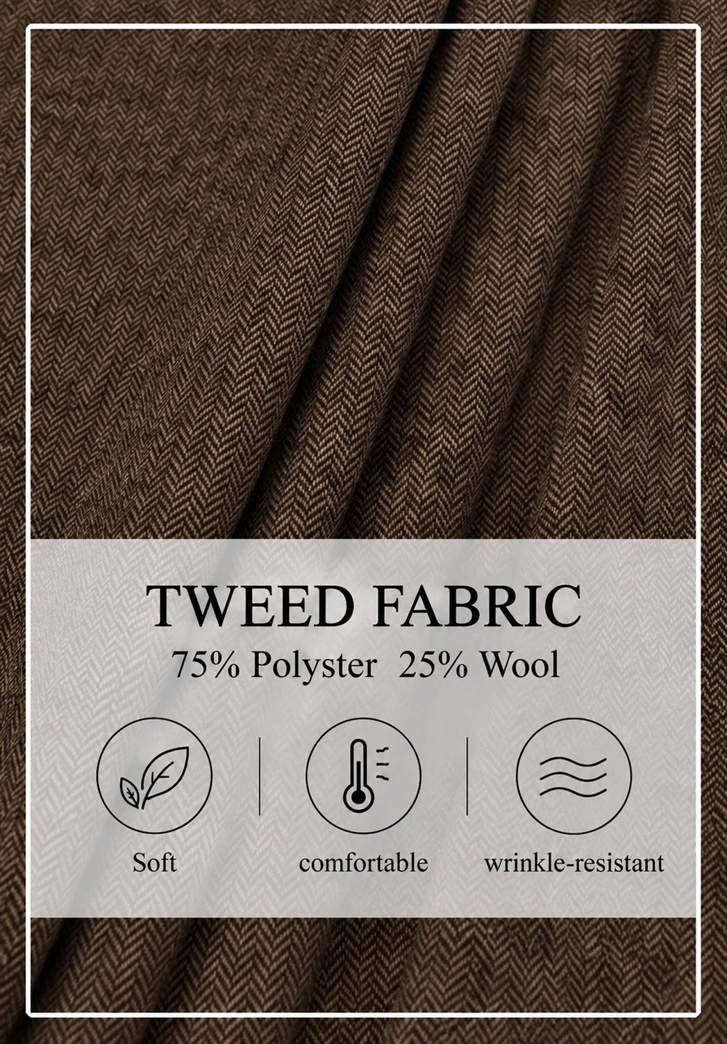 Women's Suit Vest Brown Herringbone Fabric Detail Close-Up
