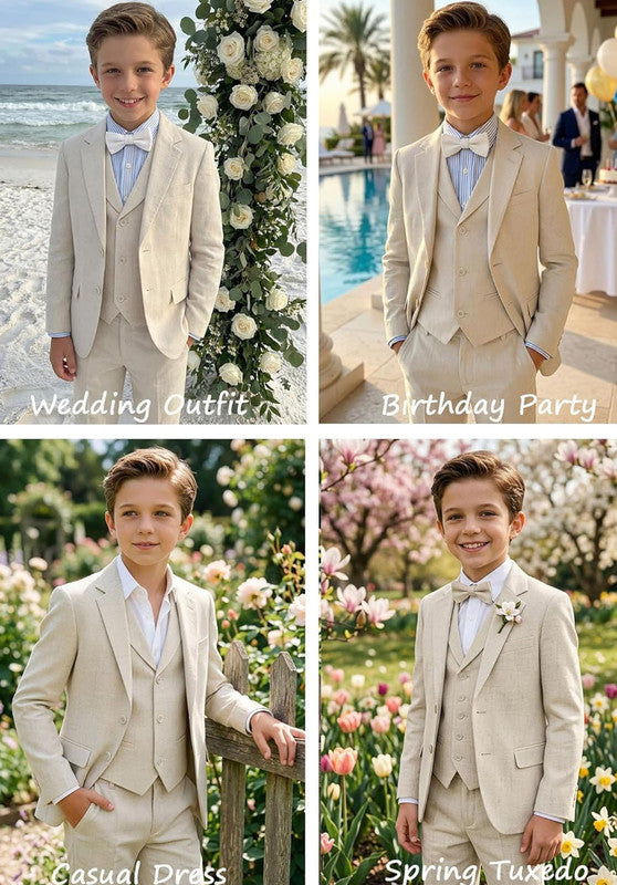 Boys linen 3 piece suit