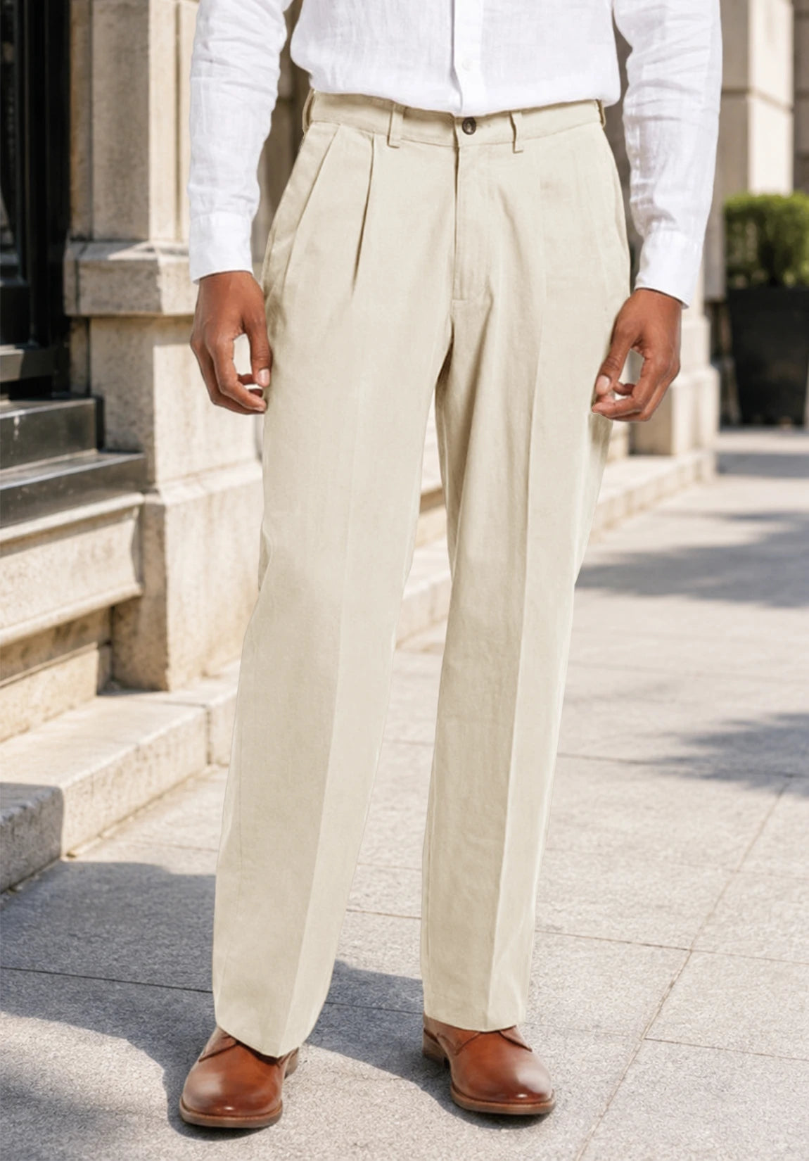 Men's Classic Fit Wrinkle Free Dress Pants for Office Wear