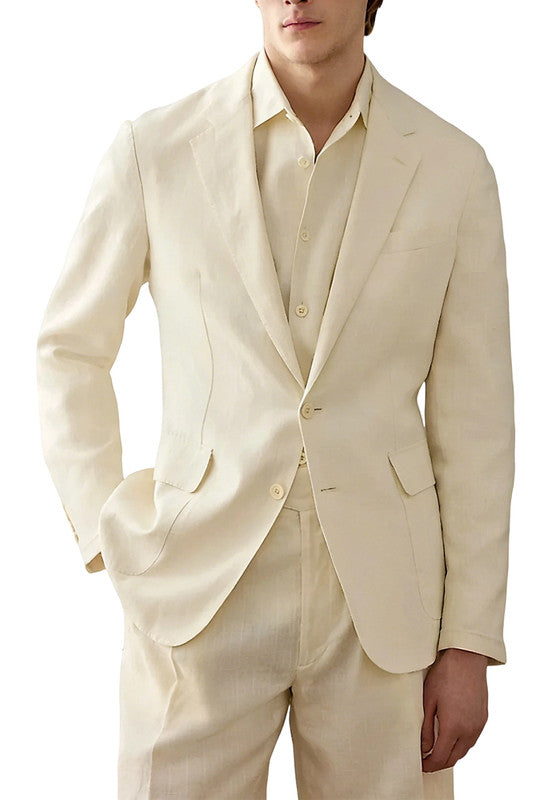 Men's Beige Linen Blazer Jacket