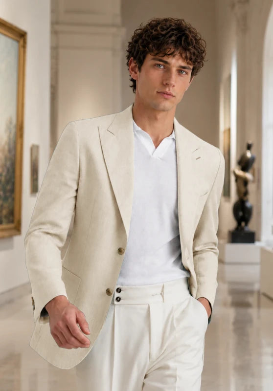 Men's Beige  Blazer Jacket