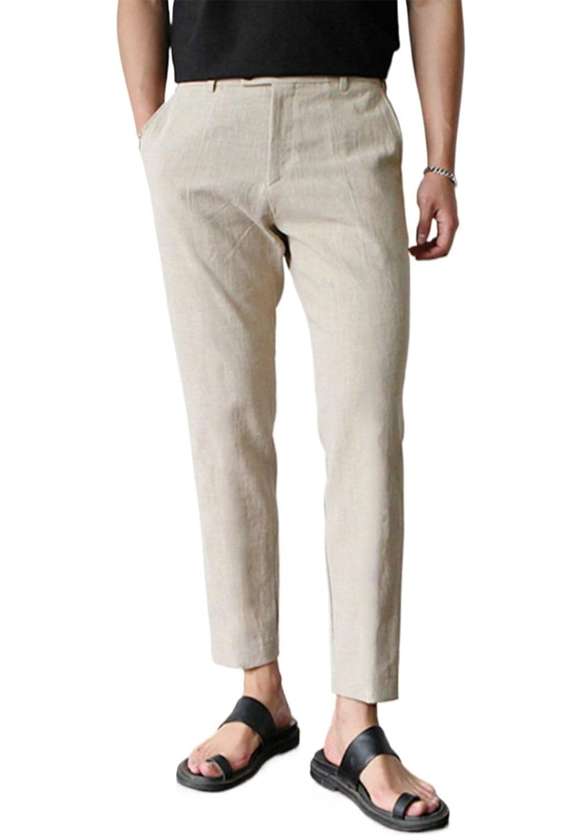 Men Linen Pants Beige