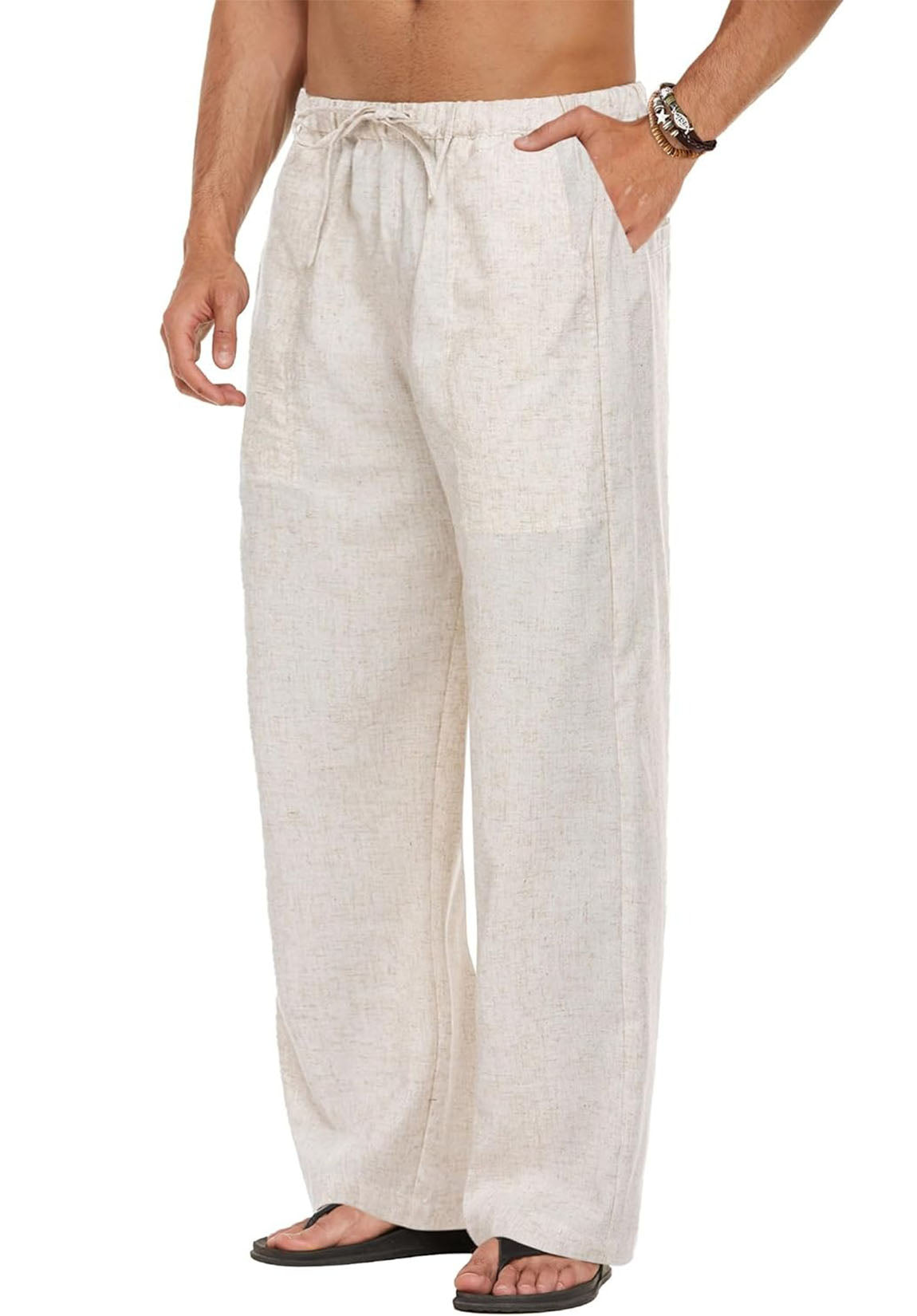 Men Linen Pants Beige