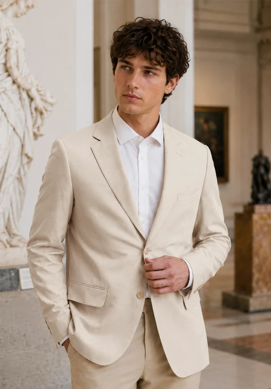 Men's Beige  Blazer Jacket
