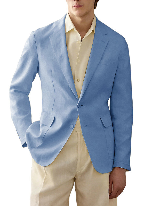 Men's Blue Linen Blazer Jacket